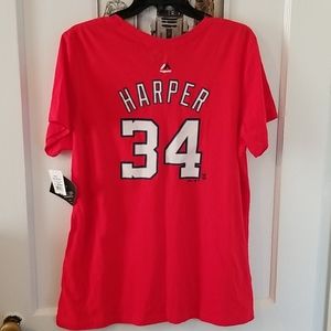 Majestic. Bryce Harper 34. Nationals shirt